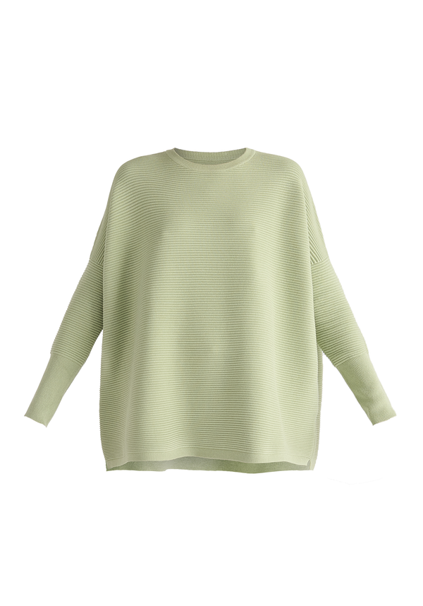 Paisie Ribbed Jumper in Matcha Green Cut Out